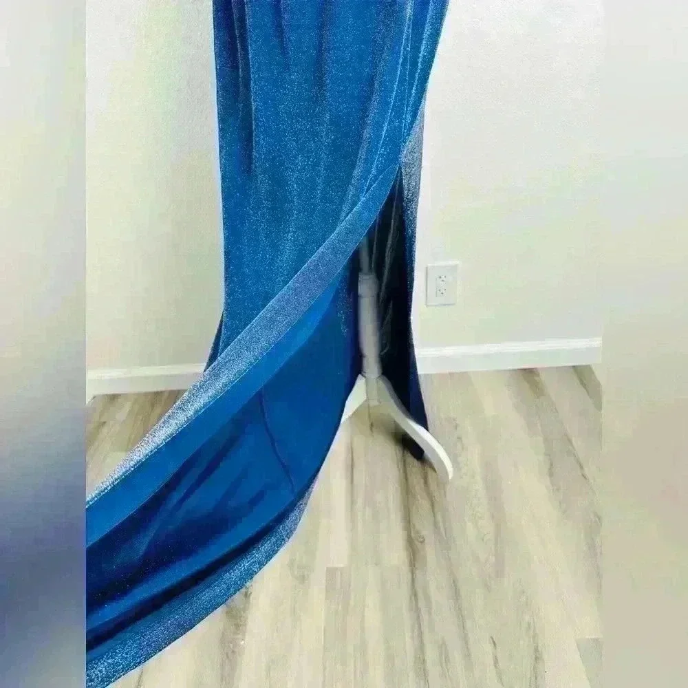 CRISTINAEFFE Sleeveless Sparkly Blue Formal Maxi Dress Size 42 or US size 8 - Picture 6 of 14